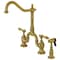 Kingston Brass KS7757TALBS Bridge Kitchen Faucet with Brass Sprayer, Brushed Brass KS7757TALBS - alternate 1